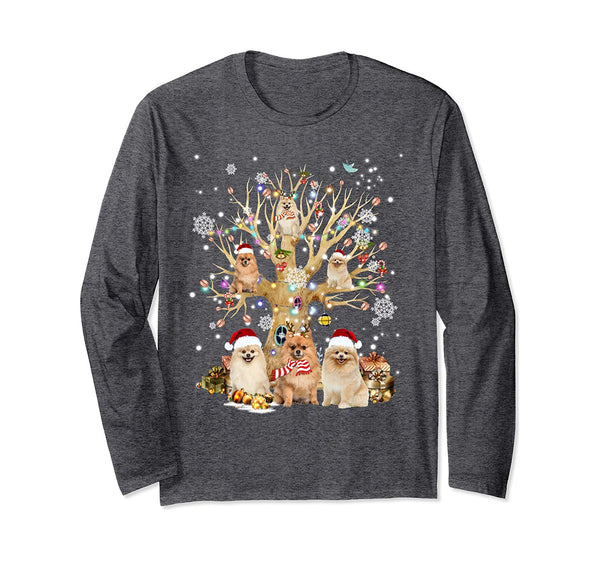 Pomeranian Christmas Tree Ornament Gift Dog Lover Long Sleeve T-Shirt