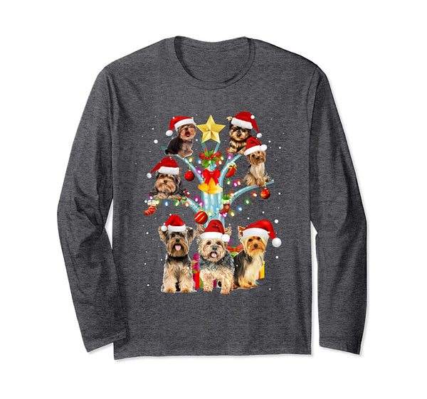 Cute Yorkie Christmas In Tree Dog Lovers Gift Xmas Long Sleeve T-Shirt