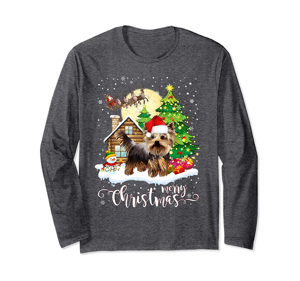 Yorkshire Terrier Merry Christmas Dog Lover Gift Long Sleeve T-Shirt