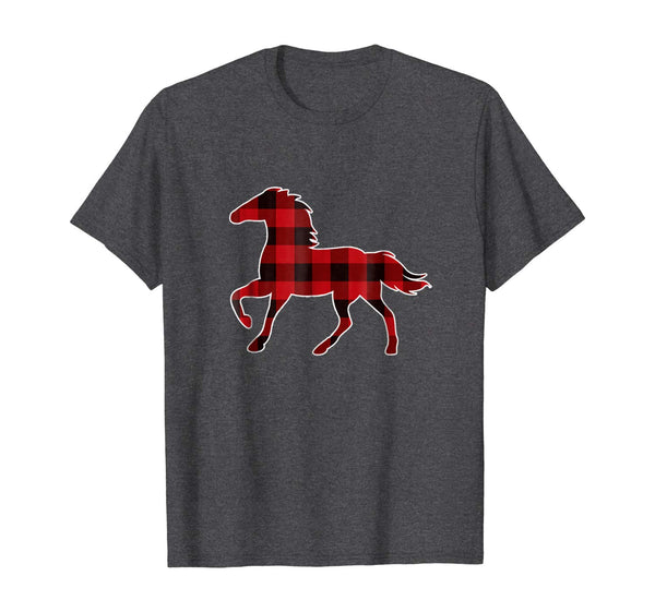 Red Plaid Horse Christmas Pajamas T-Shirt Horse Gift