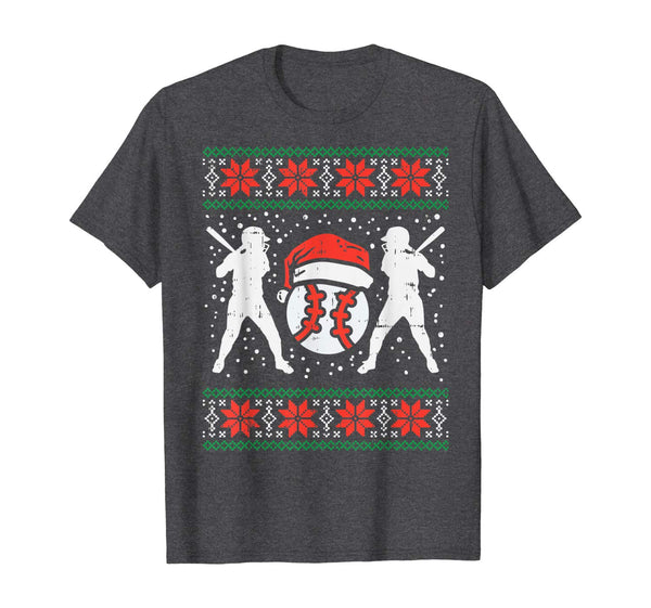 Baseball Ugly Christmas Sweater Softball Batter Hitter Gift T-Shirt