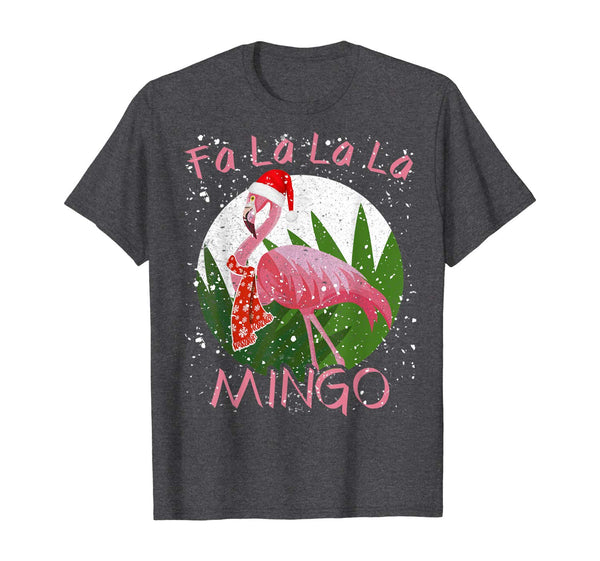 FA LA LA Mingo Santa Flamingo Shirt Christmas Xmas Gift Tee