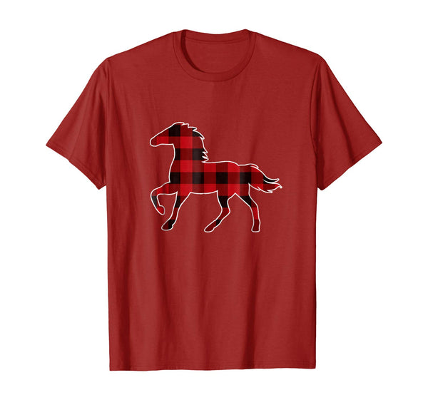 Red Plaid Horse Christmas Pajamas T-Shirt Horse Gift