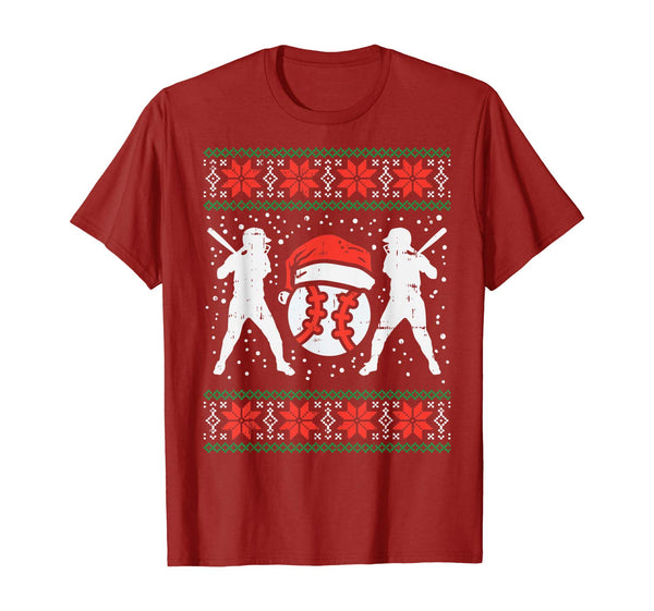 Baseball Ugly Christmas Sweater Softball Batter Hitter Gift T-Shirt