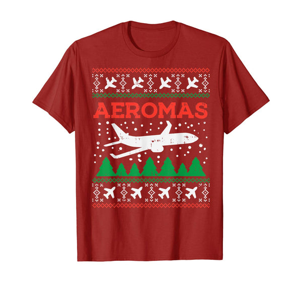 Aeromas Plane Ugly Christmas Sweater Flight Xmas Pilot Gift T-Shirt