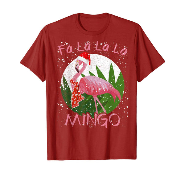 FA LA LA Mingo Santa Flamingo Shirt Christmas Xmas Gift Tee