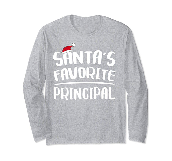 Santa's Favorite Principal T-Shirt Christmas Gift Shirt Long Sleeve T-Shirt