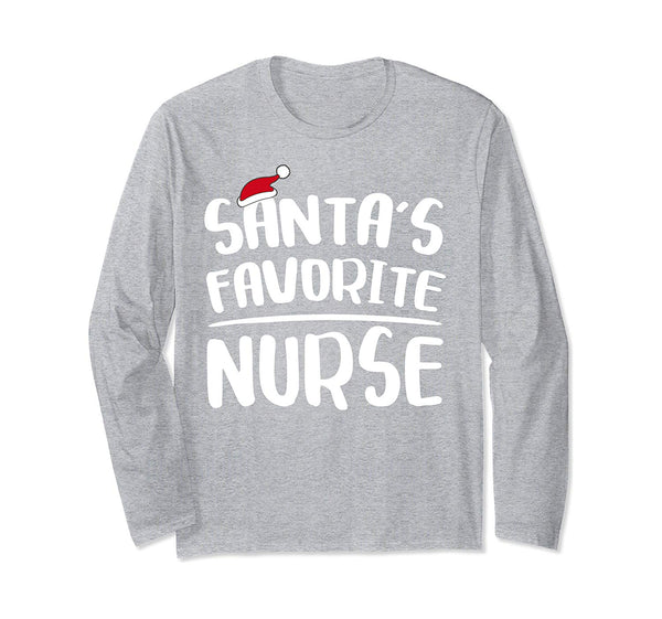 Santa's Favorite Nurse T-Shirt Christmas Gift Shirt Long Sleeve T-Shirt