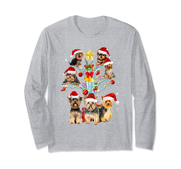 Cute Yorkie Christmas In Tree Dog Lovers Gift Xmas Long Sleeve T-Shirt