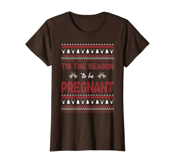 Womens Tis The Season To Be Pregnant Ugly Christmas Sweaters T-Shirt