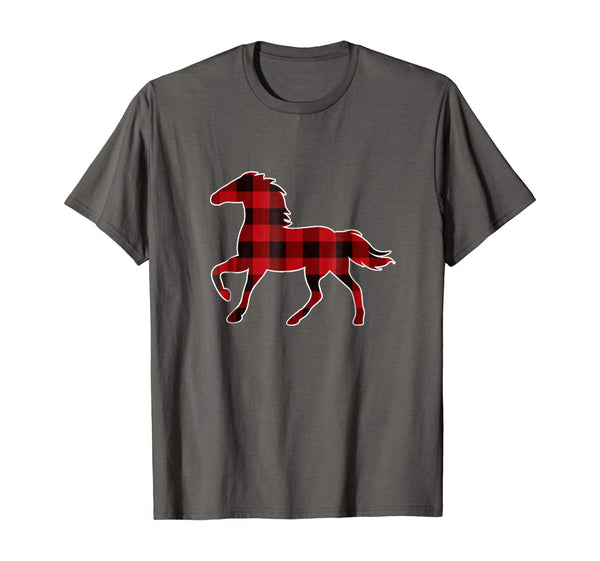 Red Plaid Horse Christmas Pajamas T-Shirt Horse Gift