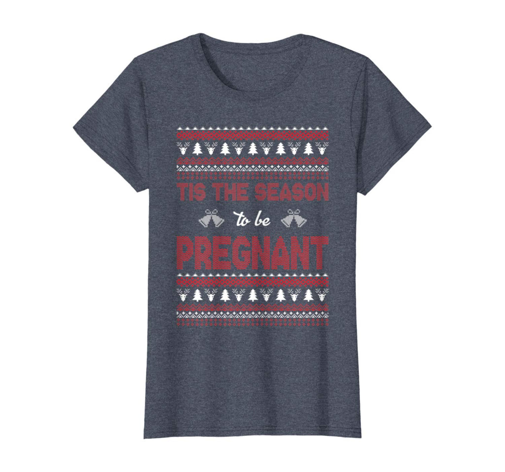 Womens Tis The Season To Be Pregnant Ugly Christmas Sweaters T-Shirt