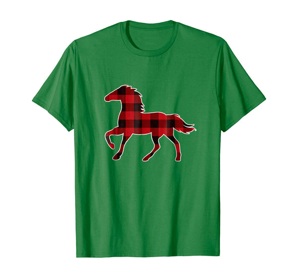 Red Plaid Horse Christmas Pajamas T-Shirt Horse Gift