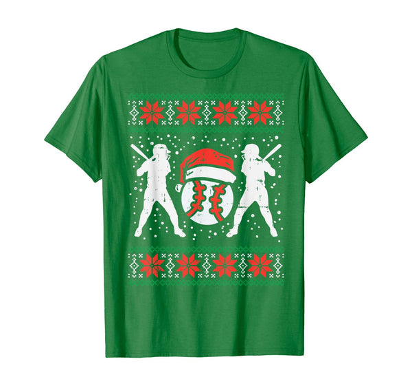 Baseball Ugly Christmas Sweater Softball Batter Hitter Gift T-Shirt