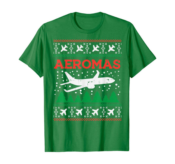 Aeromas Plane Ugly Christmas Sweater Flight Xmas Pilot Gift T-Shirt