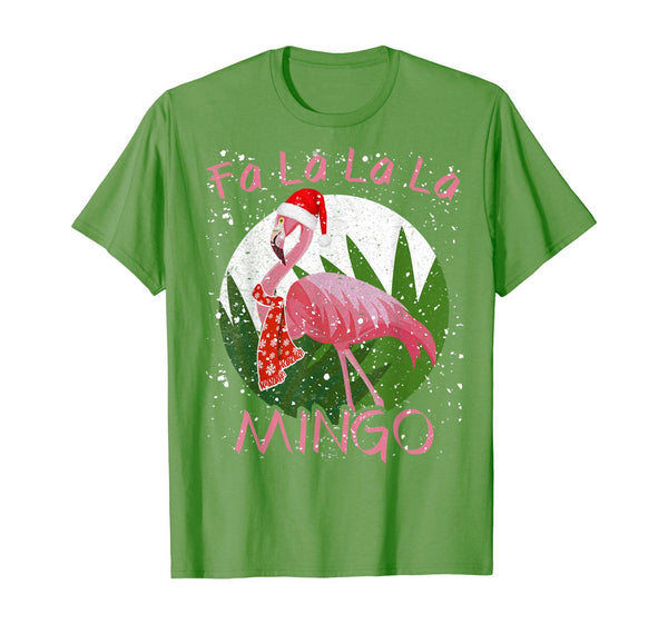 FA LA LA Mingo Santa Flamingo Shirt Christmas Xmas Gift Tee