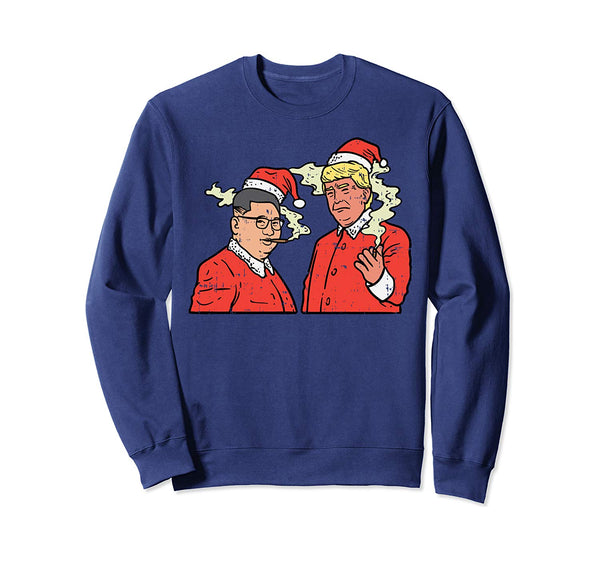 Santa Kim Jong Un Donald Trump Weed Funny 420 Christmas Gift Sweatshirt