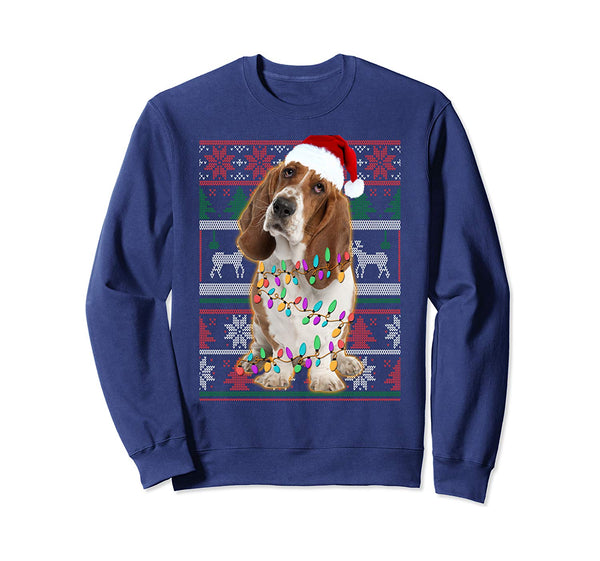 Basset Hound Ugly Sweater Christmas Gift Sweatshirt