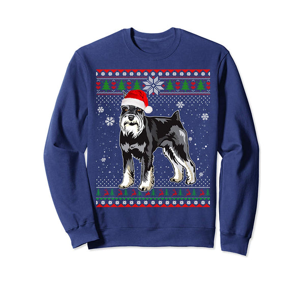 Christmas Miniature Schnauzer Santa Hat In Snow Ugly Sweater Sweatshirt