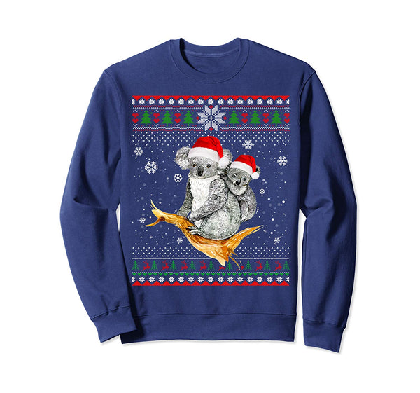 Merry Christmas Koala Santa Hat In Snow Ugly Sweater Sweatshirt