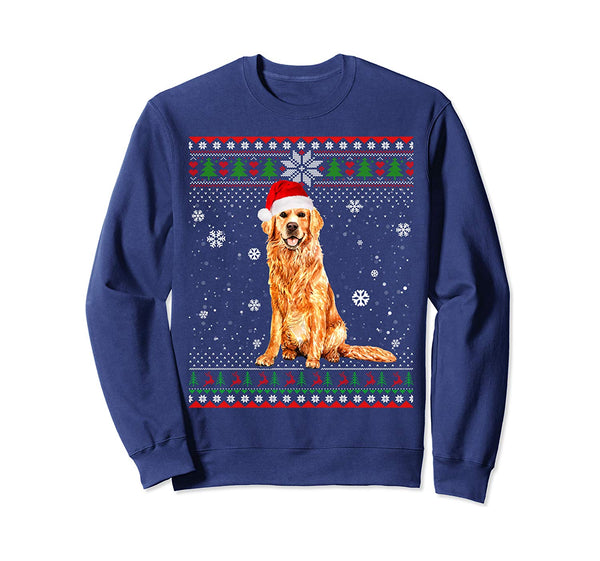 Christmas Golden Retriever Santa Hat In Snow Ugly Sweater Sweatshirt