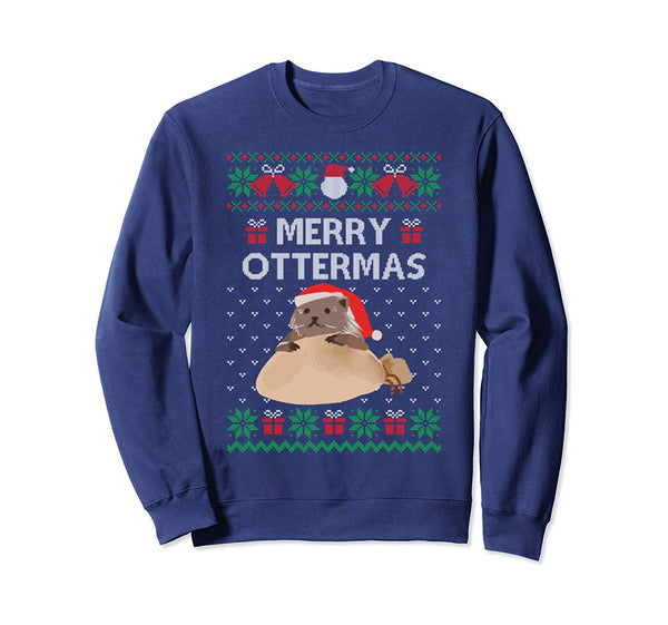 Merry Ottermas Cat Ugly Christmas Sweaters Sweatshirt