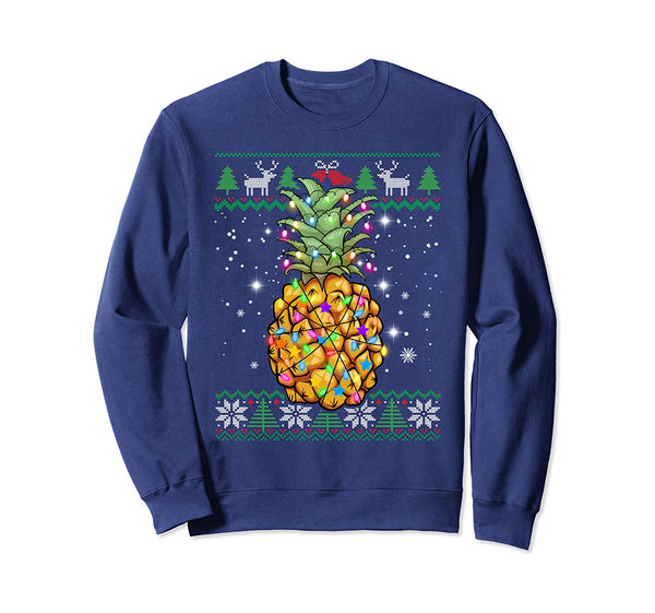 Ugly Christmas Pineapple Santa Lights Xmas Pineapple Gifts Sweatshirt