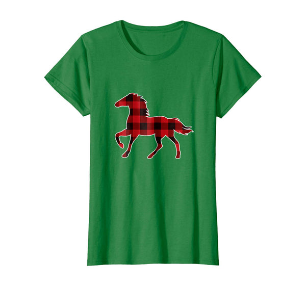 Red Plaid Horse Christmas Pajamas T-Shirt Horse Gift