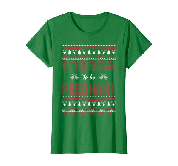 Womens Tis The Season To Be Pregnant Ugly Christmas Sweaters T-Shirt