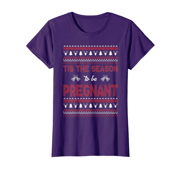 Womens Tis The Season To Be Pregnant Ugly Christmas Sweaters T-Shirt