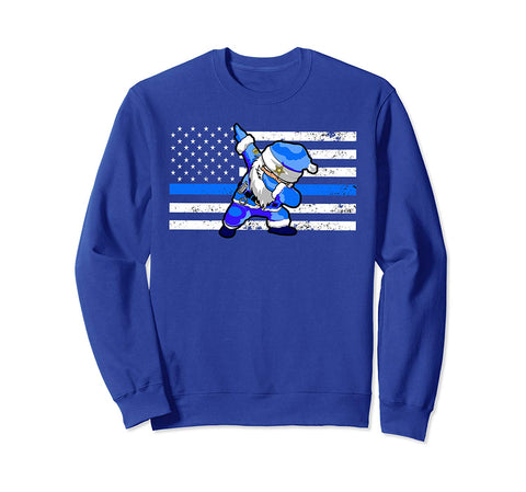 Distressed Dabbing Santa Sweatshirt. Thin Blue Line Police