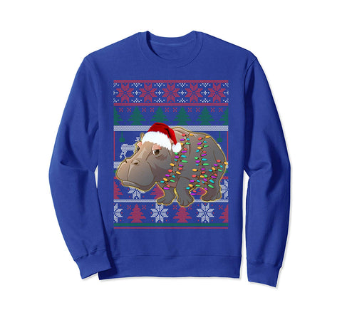 Funny Hippo Ugly Sweater Christmas Pajama Gift Sweatshirt