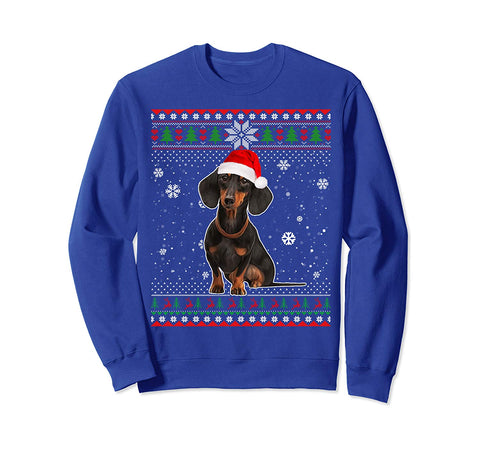 Christmas Dachshund Dog Santa Hat In Snow Ugly Sweater Sweatshirt