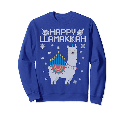Happy Llamakkah Cute Llama menorah Ugly Hanukkah Sweater Sweatshirt