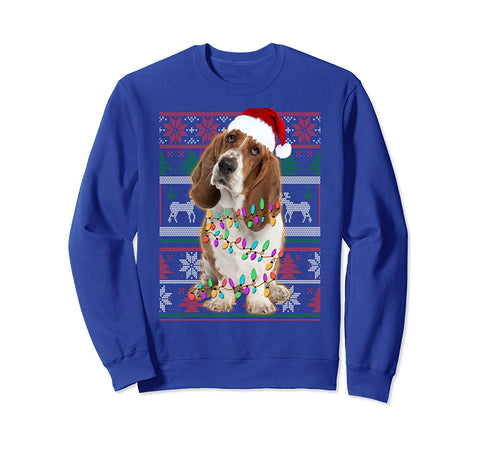 Basset Hound Ugly Sweater Christmas Gift Sweatshirt