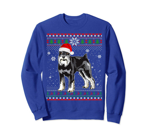 Christmas Miniature Schnauzer Santa Hat In Snow Ugly Sweater Sweatshirt