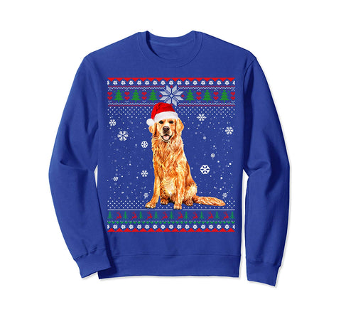 Christmas Golden Retriever Santa Hat In Snow Ugly Sweater Sweatshirt