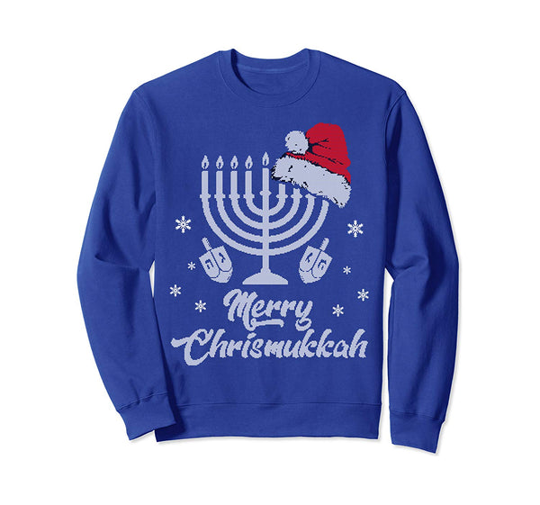 Christmas Ugly Hanukkah Sweater menorah Merry Chrismukkah Sweatshirt