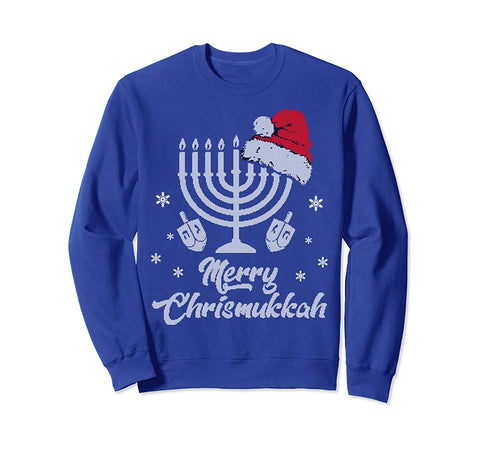 Christmas Ugly Hanukkah Sweater menorah Merry Chrismukkah Sweatshirt