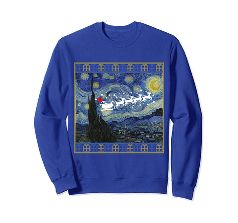 Van Gogh Starry Night Santa Sleigh Christmas Sweatshirt