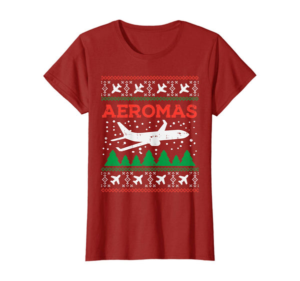 Aeromas Plane Ugly Christmas Sweater Flight Xmas Pilot Gift T-Shirt