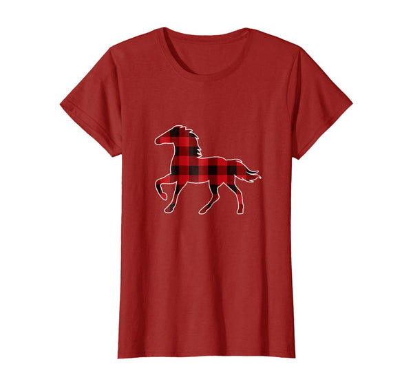 Red Plaid Horse Christmas Pajamas T-Shirt Horse Gift