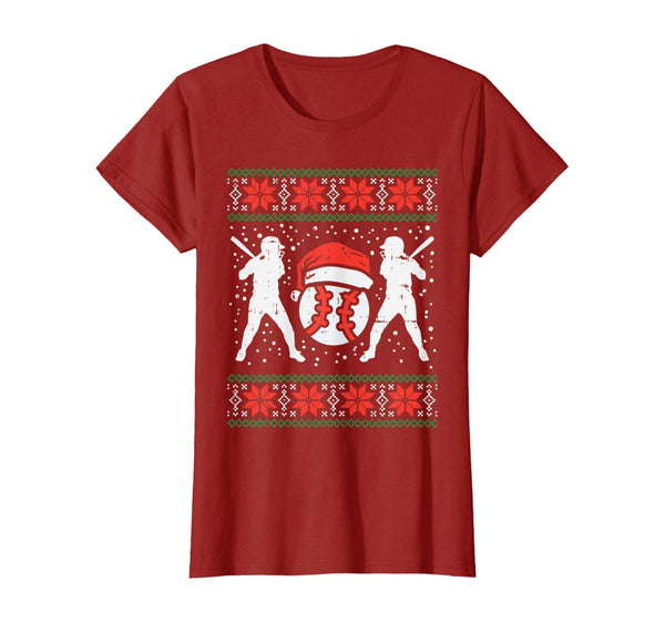 Baseball Ugly Christmas Sweater Softball Batter Hitter Gift T-Shirt