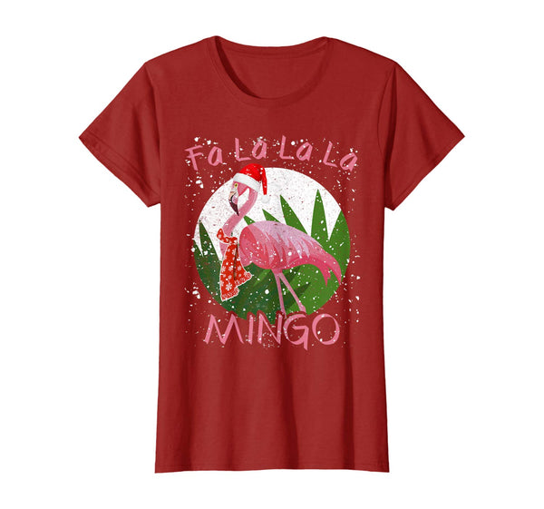 FA LA LA Mingo Santa Flamingo Shirt Christmas Xmas Gift Tee