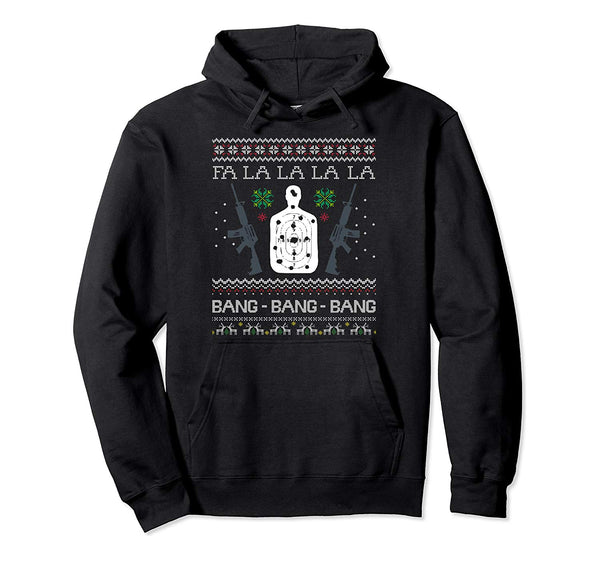 Bang Bang AR-15 Gun Point Cool Christmas Gift Ugly Pullover Hoodie