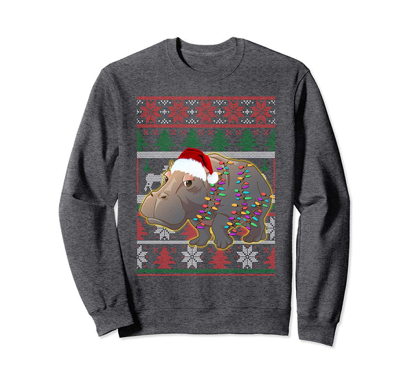 Funny Hippo Ugly Sweater Christmas Pajama Gift Sweatshirt