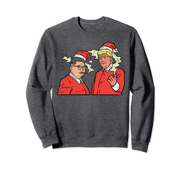 Santa Kim Jong Un Donald Trump Weed Funny 420 Christmas Gift Sweatshirt
