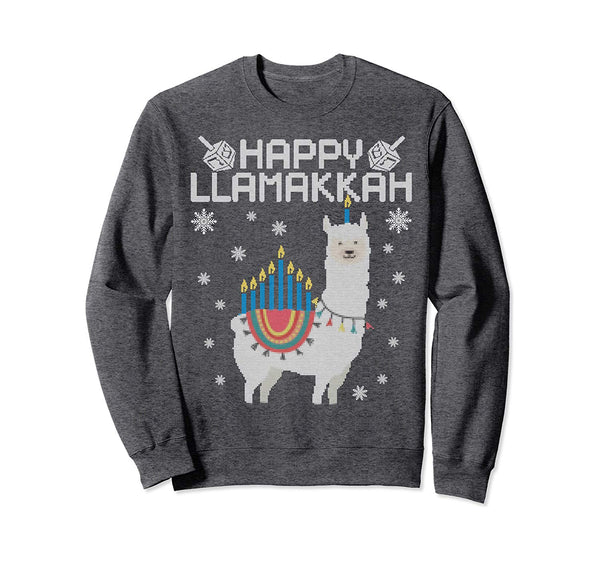 Happy Llamakkah Cute Llama menorah Ugly Hanukkah Sweater Sweatshirt