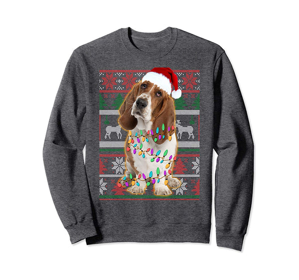 Basset Hound Ugly Sweater Christmas Gift Sweatshirt
