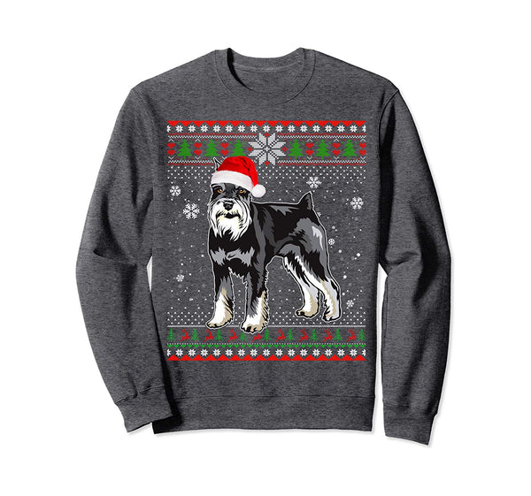 Christmas Miniature Schnauzer Santa Hat In Snow Ugly Sweater Sweatshirt